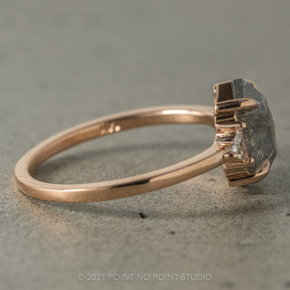 2.39 Carat Salt and Pepper Hexagon Diamond Engagement Ring, Zoe Setting, 14K Rose Gold