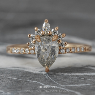 1.42 Carat Salt and Pepper Pear Diamond Engagement Ring, Avaline Setting