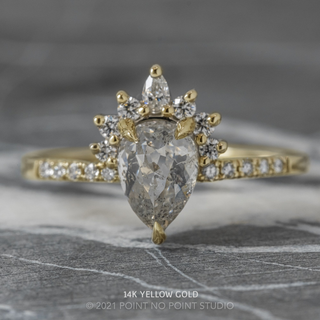 1.42 Carat Salt and Pepper Pear Diamond Engagement Ring, Avaline Setting