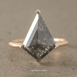3.18 Carat Black Salt and Pepper Kite Diamond Engagement Ring, Charlize Setting