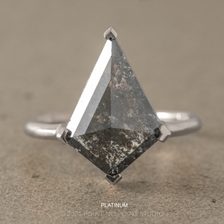 3.18 Carat Black Salt and Pepper Kite Diamond Engagement Ring, Charlize Setting