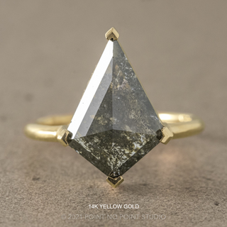 3.18 Carat Black Salt and Pepper Kite Diamond Engagement Ring, Charlize Setting