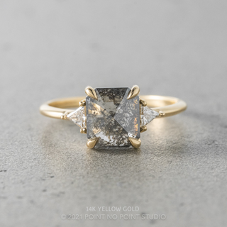 1.42 Carat Salt and Pepper Asscher Shaped Diamond Engagement Ring, Zoe Setting
