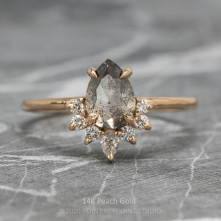 1.13 Carat Salt and Pepper Pear Diamond Engagement Ring, Ava Setting