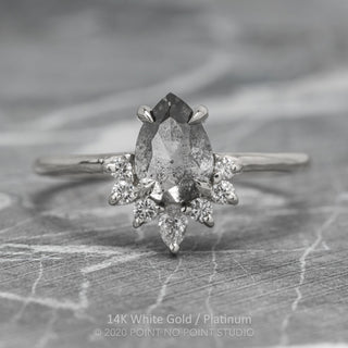 1.13 Carat Salt and Pepper Pear Diamond Engagement Ring, Ava Setting