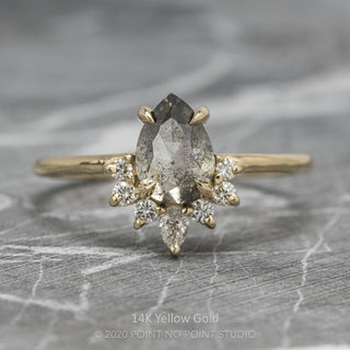 1.13 Carat Salt and Pepper Pear Diamond Engagement Ring, Ava Setting