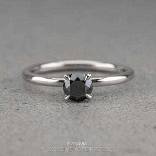 .50 Carat Round Brilliant Cut Black Diamond Engagement Ring, Tulip Jane Setting