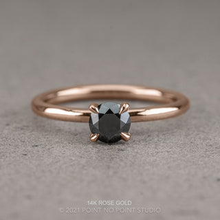 .50 Carat Round Brilliant Cut Black Diamond Engagement Ring, Tulip Jane Setting
