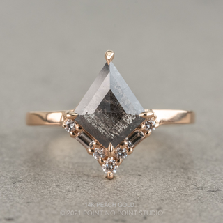 1.14 Carat Black Salt and Pepper Kite Diamond Engagement Ring, Paloma Setting