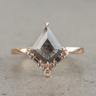 1.14 Carat Black Salt and Pepper Kite Diamond Engagement Ring, Paloma Setting
