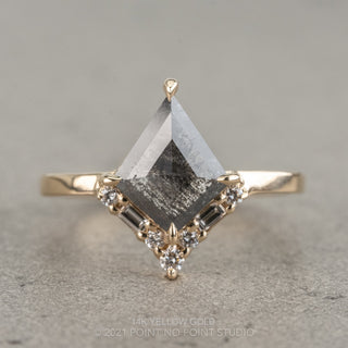 1.14 Carat Black Salt and Pepper Kite Diamond Engagement Ring, Paloma Setting