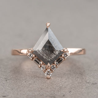1.14 Carat Black Salt and Pepper Kite Diamond Engagement Ring, Paloma Setting