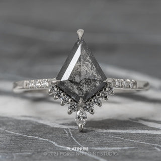 1.49 Carat Salt and Pepper Kite Diamond Engagement Ring, Avaline Setting