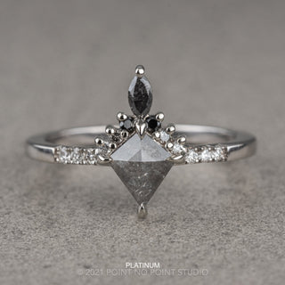 .65 Carat Salt and Pepper Kite Diamond Engagement Ring, Ombre Avaline Setting