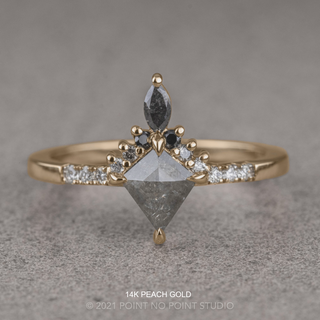 .65 Carat Salt and Pepper Kite Diamond Engagement Ring, Ombre Avaline Setting