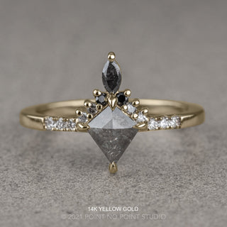 .65 Carat Salt and Pepper Kite Diamond Engagement Ring, Ombre Avaline Setting