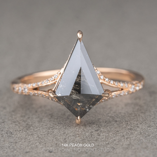 1.44 Carat Black Kite Diamond Engagement Ring, River Setting