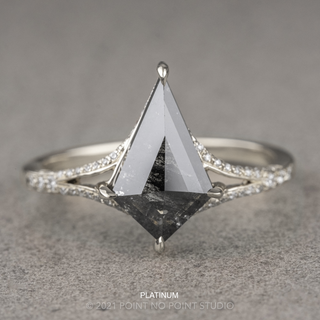 1.44 Carat Black Kite Diamond Engagement Ring, River Setting
