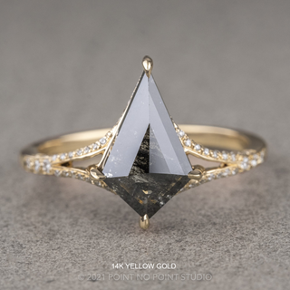 1.44 Carat Black Kite Diamond Engagement Ring, River Setting