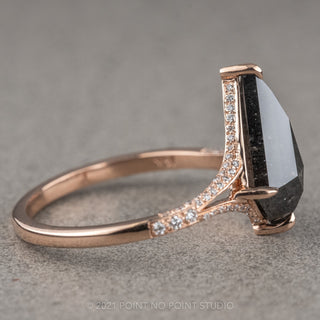 1.62 Carat Black Kite Diamond Engagement Ring, River Setting, 14K Rose Gold
