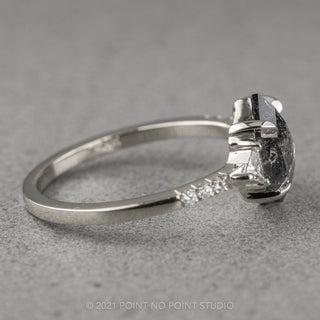 2.75 Carat Salt and Pepper Hexagon Diamond Engagement Ring, Eliza Setting