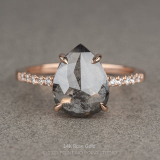 2.49 Carat Salt and Pepper Pear Diamond Engagement Ring, Jules Setting
