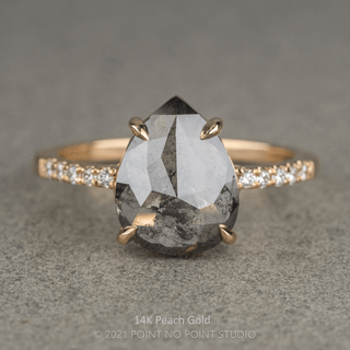 2.49 Carat Salt and Pepper Pear Diamond Engagement Ring, Jules Setting
