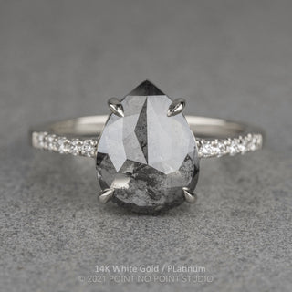 2.49 Carat Salt and Pepper Pear Diamond Engagement Ring, Jules Setting