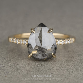 2.49 Carat Salt and Pepper Pear Diamond Engagement Ring, Jules Setting