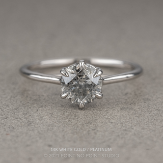 .94 Carat Salt and Pepper Round Diamond Engagement Ring, Madeline Setting