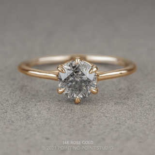 .94 Carat Salt and Pepper Round Diamond Engagement Ring, Madeline Setting