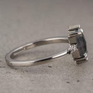 1.37 Carat Salt and Pepper Hexagon Diamond Engagement Ring, Ombre Sirena Setting, 14K White Gold