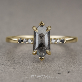 1.37 Carat Salt and Pepper Hexagon Diamond Engagement Ring, Ombre Sirena Setting