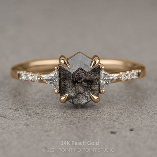 .98 Carat Salt and Pepper Hexagon Diamond Engagement Ring, Eliza Setting