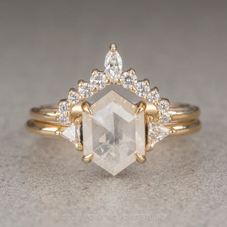1.65 Carat Icy White Hexagon Diamond Engagement Ring, Zoe Setting, 14K Yellow Gold