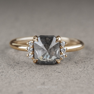 1.11 Carat Salt and Pepper Emerald Shaped Diamond Engagement Ring, Charlotte Setting