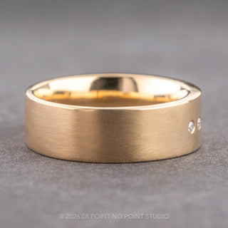 Salt and Pepper Hexagon and 6 White Diamond Mens Wedding Band, Comfort Fit