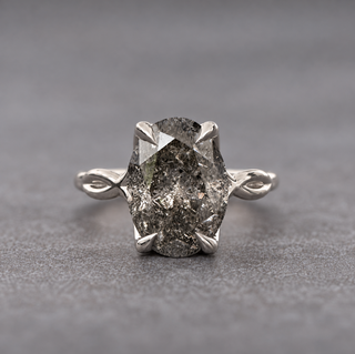 Custom Tulip Basket Oval Salt & Pepper Diamond Madeline Engagement Ring
