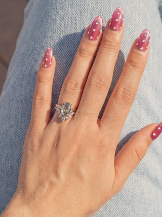 Custom Tulip Basket Oval Salt & Pepper Diamond Madeline Engagement Ring