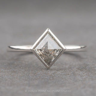 .98 Carat Canadian Salt and Pepper Lozenge Diamond Engagement Ring, Bezel Jane Setting