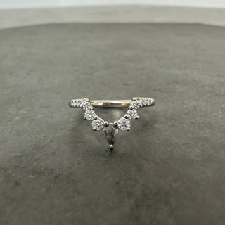 Cassiopeia Wedding Ring, Salt and Pepper Pear, 13 Diamond