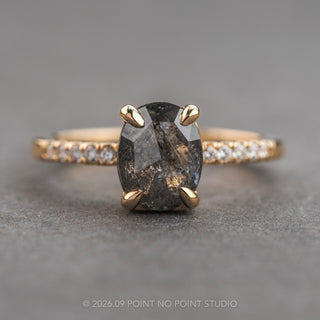 1.51 Carat Black Salt and Pepper Oval Diamond Engagement Ring, Basket Jules Setting
