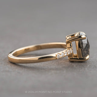 1.51 Carat Black Salt and Pepper Oval Diamond Engagement Ring, Basket Jules Setting
