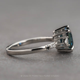 2.32 Carat Deep Blue Hexagon Sapphire and Diamond Engagement Ring, Ombre Eliza Setting