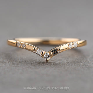 Paloma Wedding Ring, 7 Lab Grown Diamond, V-Shaped Contour, Loaf Band