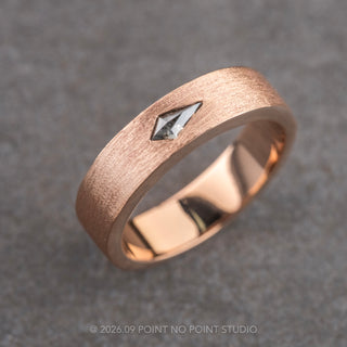 East to West Salt and Pepper Kite Diamond Mens Wedding Band, Comfort Fit