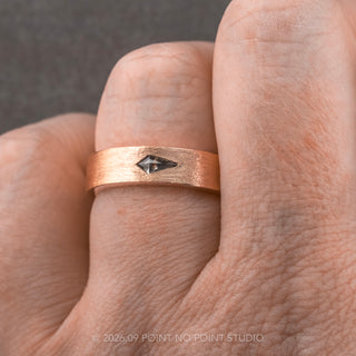 East to West Salt and Pepper Kite Diamond Mens Wedding Band, Comfort Fit