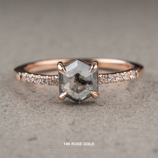 1.32 Carat Salt and Pepper Hexagon Diamond Engagement Ring, Jules Setting