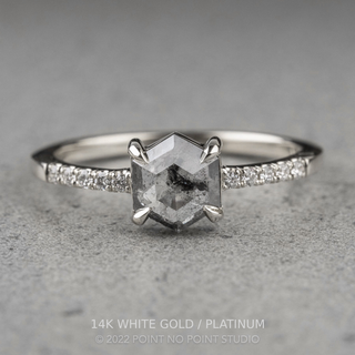 1.32 Carat Salt and Pepper Hexagon Diamond Engagement Ring, Jules Setting