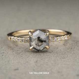 1.32 Carat Salt and Pepper Hexagon Diamond Engagement Ring, Jules Setting
